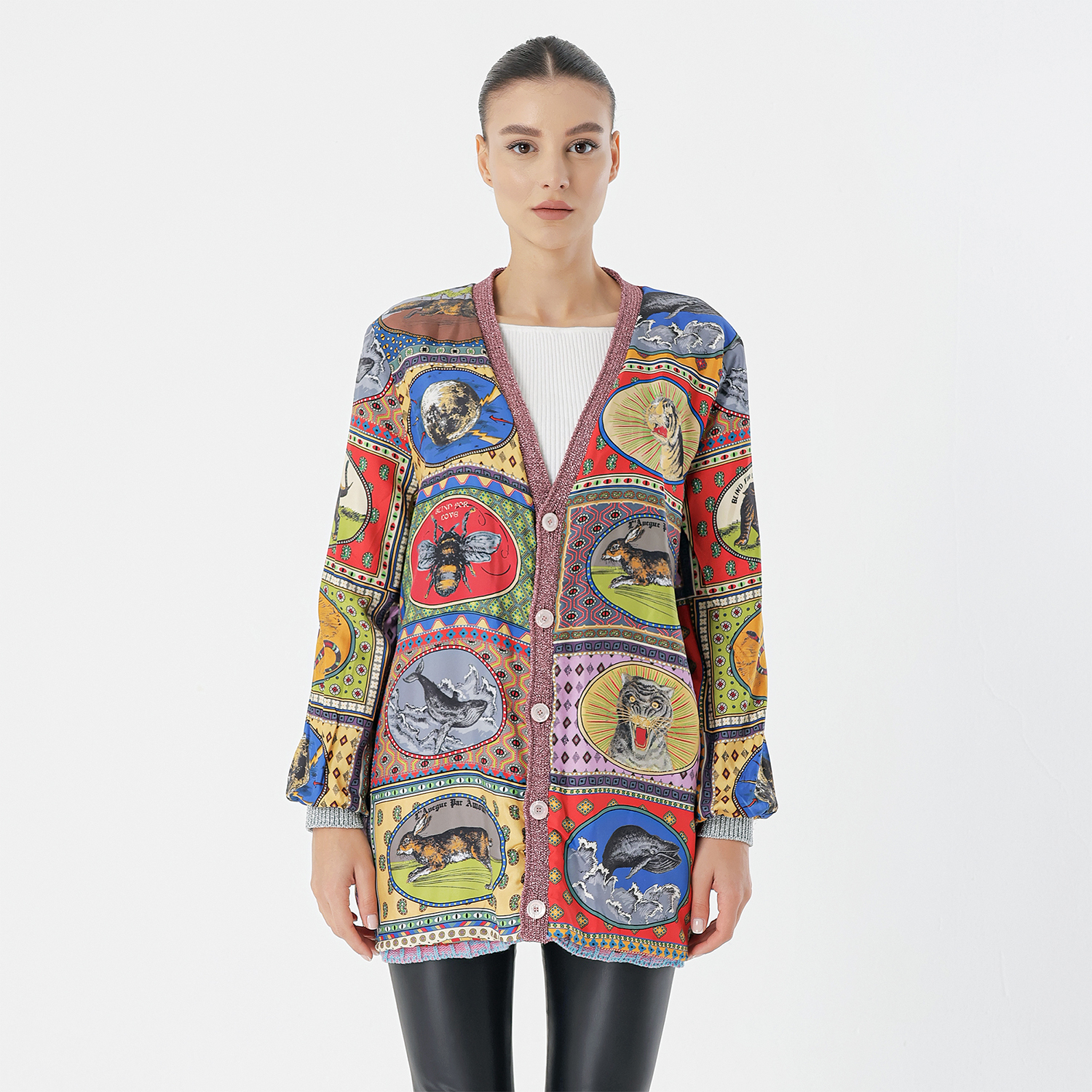 Gucci - Multicolor Lurex Knit Reversible Button Cardigan